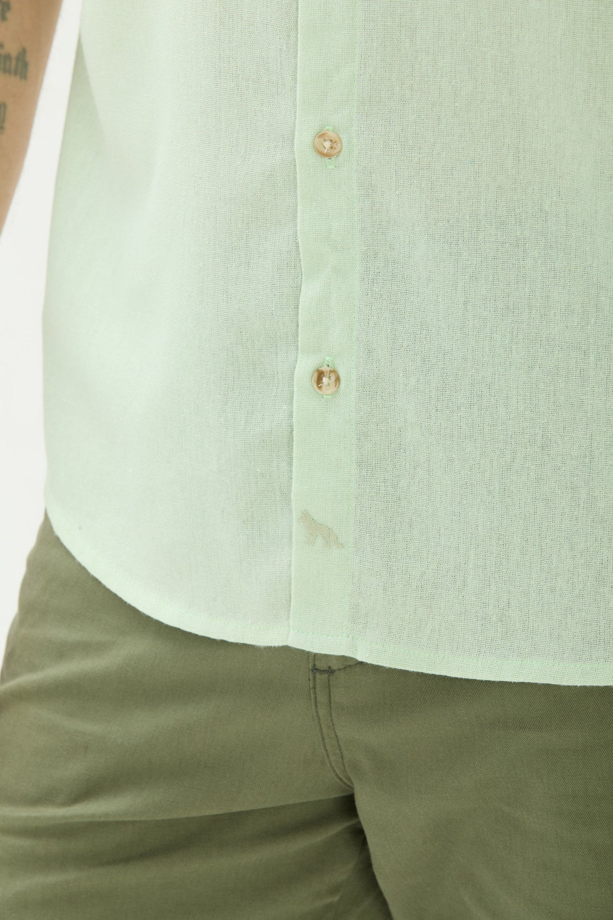 Camisa Casual Manga Curta Masculino Acostamento Vd Menta