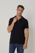 Polo Com Elastano Masculina Acostamento Preto