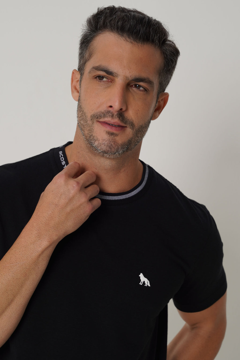 Camiseta Elastano Lobo Masculina Acostamento Preto