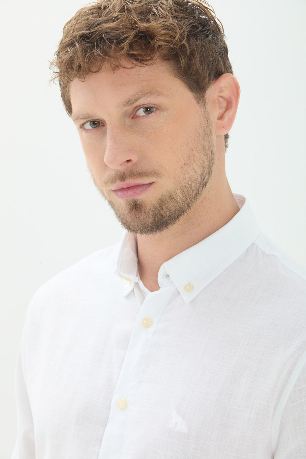 Camisa Manga Longa Casual Masculina Acostamento Off White