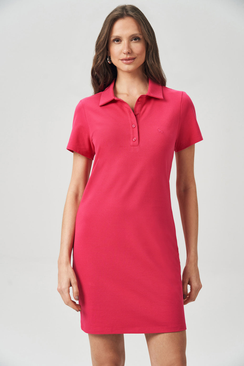 Vestido Gola Polo Feminino Acostamento Pop Pink
