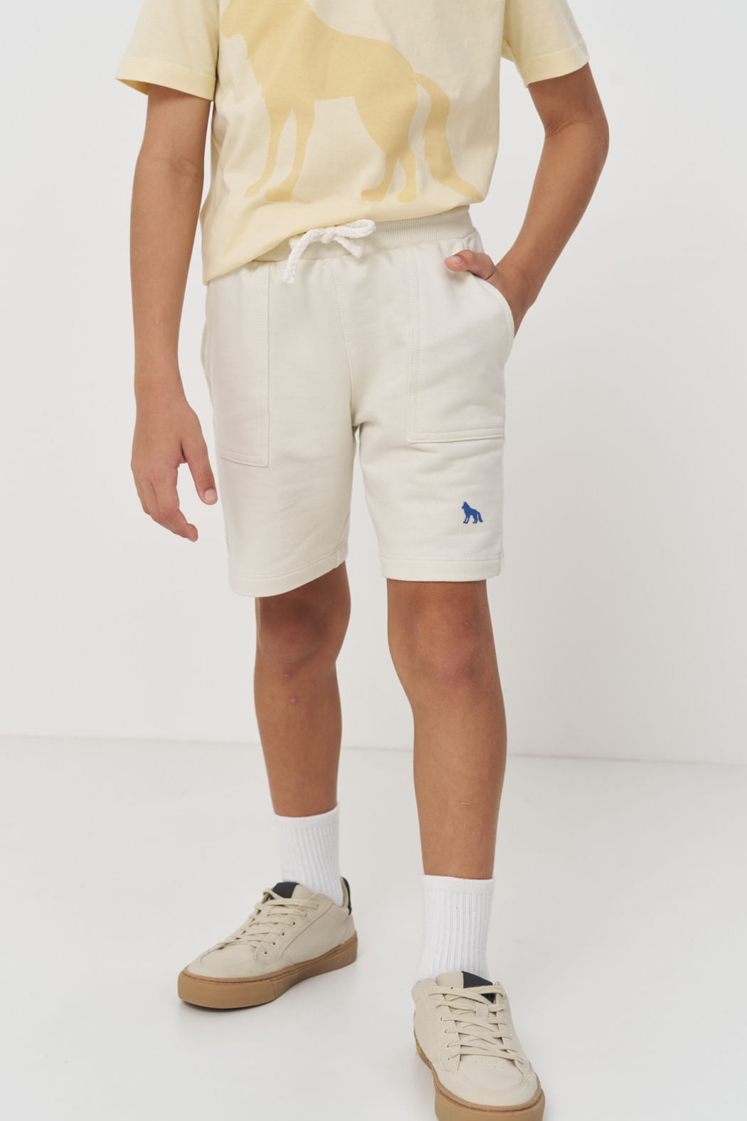Bermuda Moletom Básica Menino Acostamento Next Off White