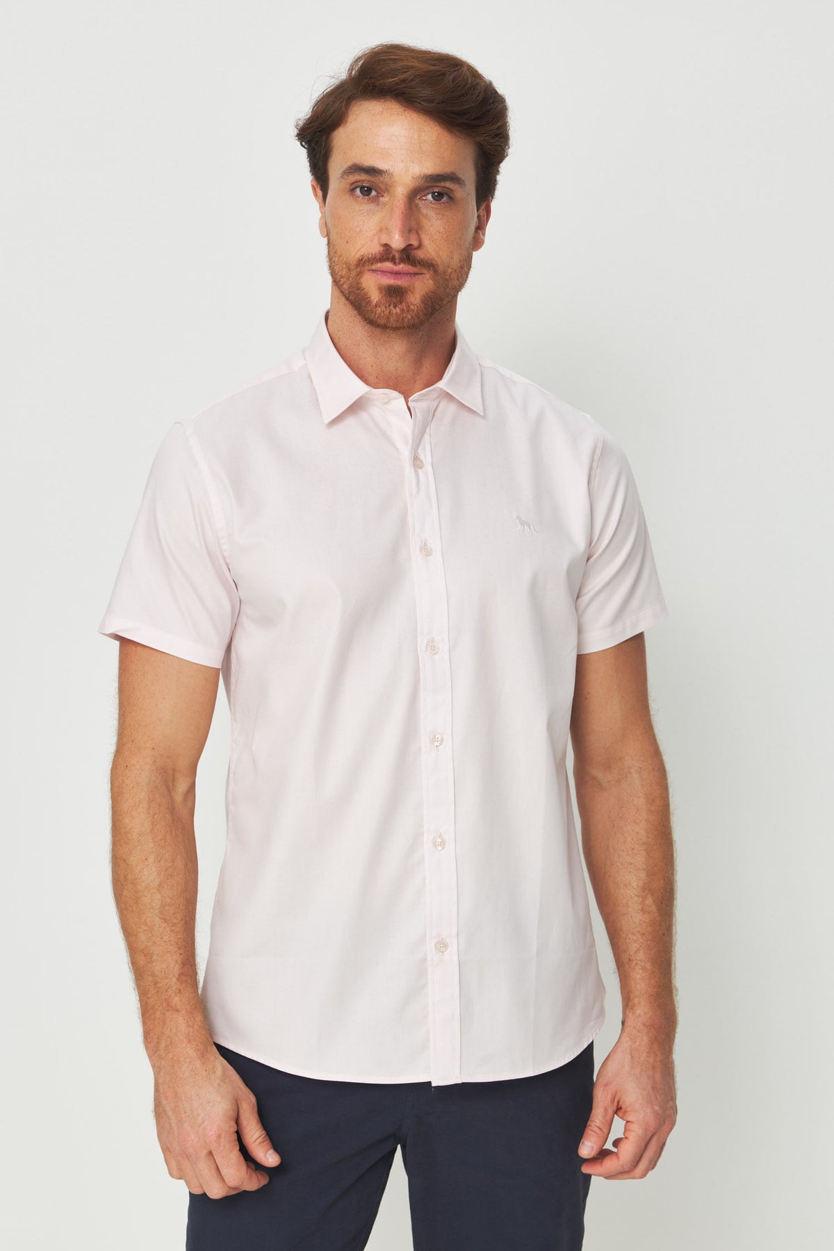 Camisa Manga Curta Cotton Masculina Acostamento Rosa