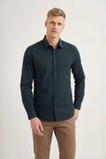 Camisa Manga Longa Scrivania Masculina Acostamento Vichy Verde Menta