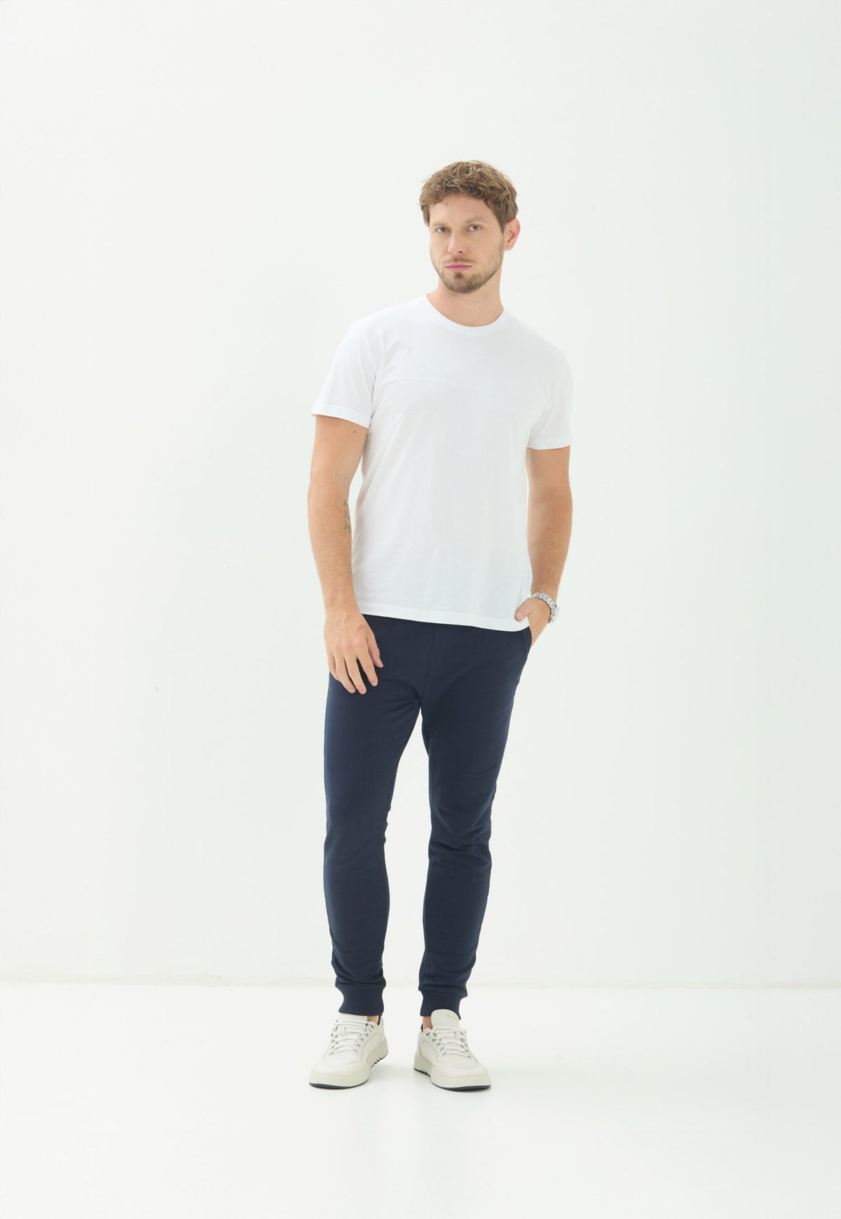 Calça Moletom Com Punho Masculino Acostamento Marinho
