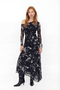 Vestido Longo Assimétrico ACT Feminino Midnight Garden
