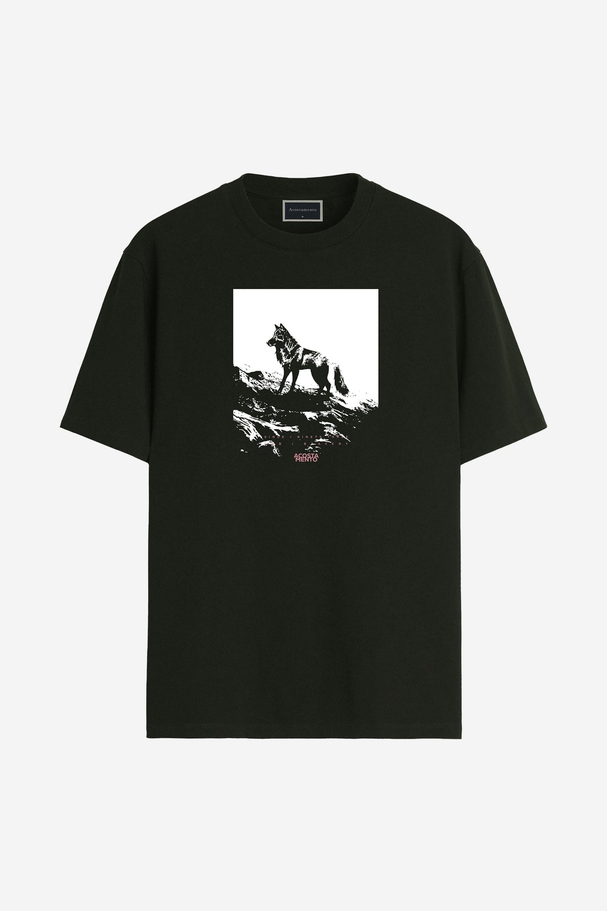 Camiseta Lobo Casual Masculina Acostamento Verde Folhagem