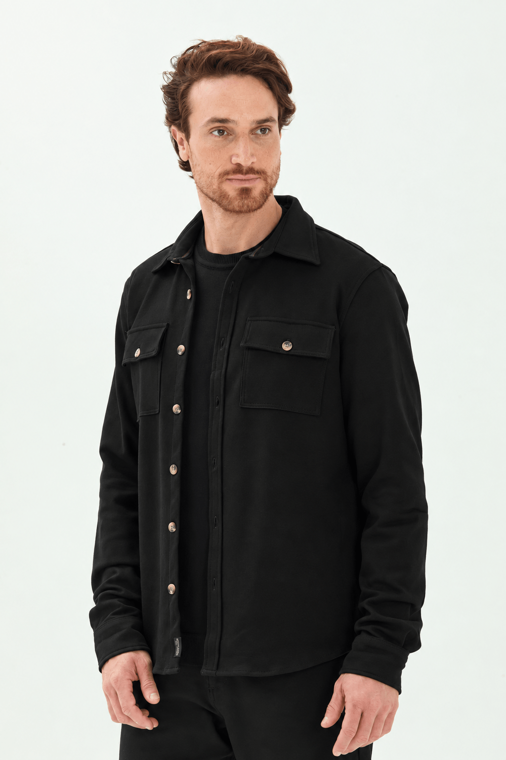 Camisa Manga Longa Masculina  Acostamento Preto
