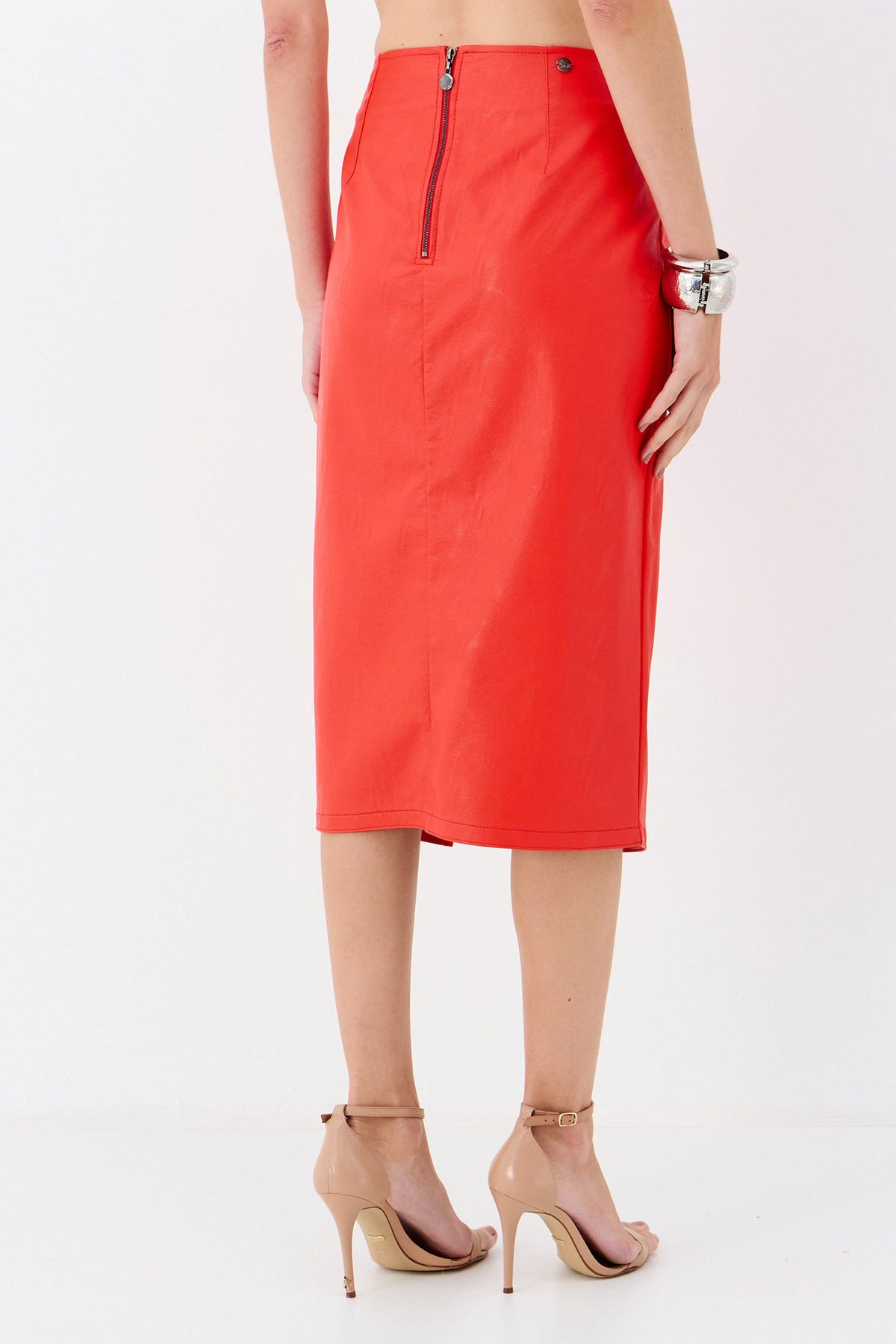 Saia Secretaria PU ACT Feminino Hot Red
