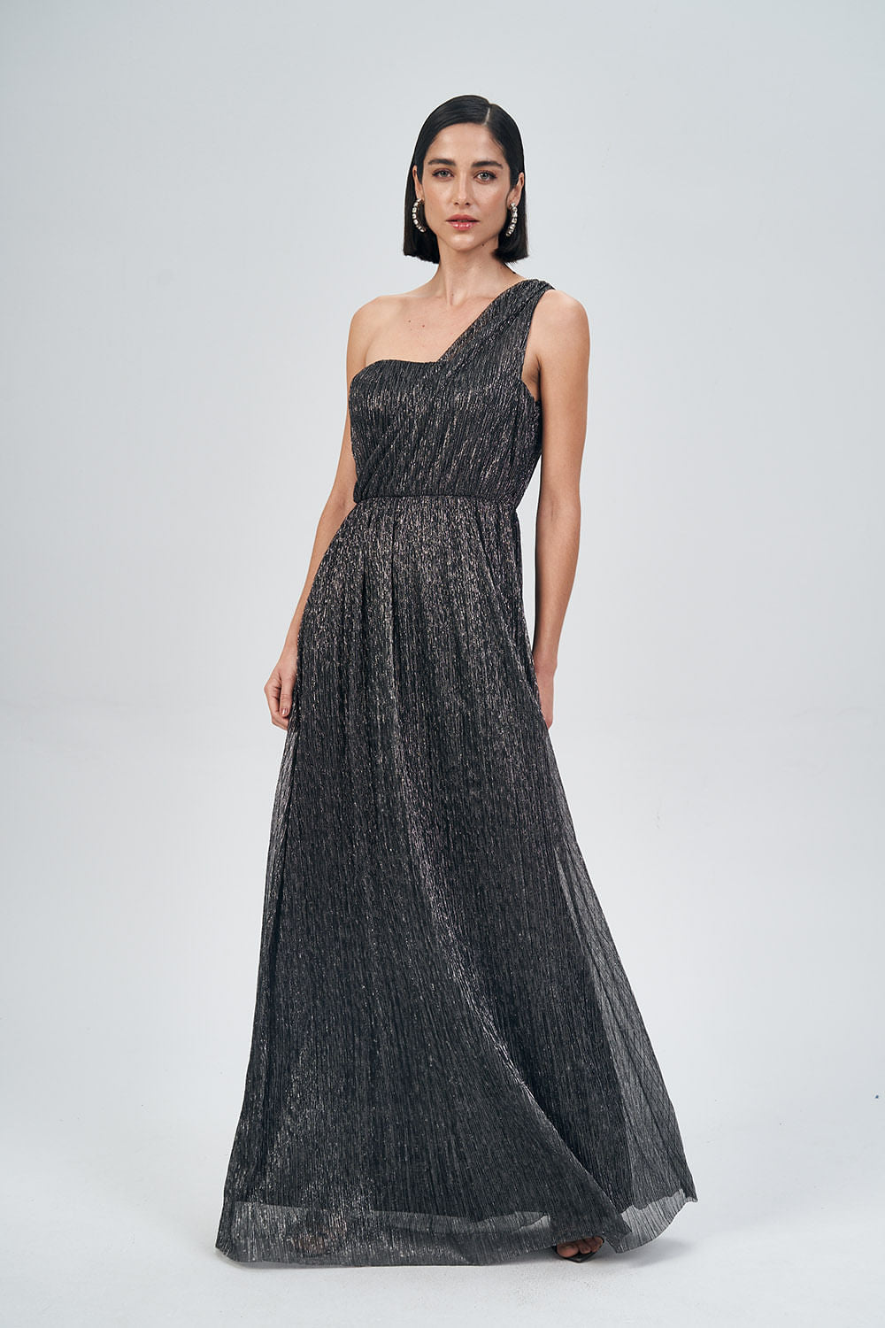 Vestido Longo Brilliance Feminino Acostamento Preto C/ Prata