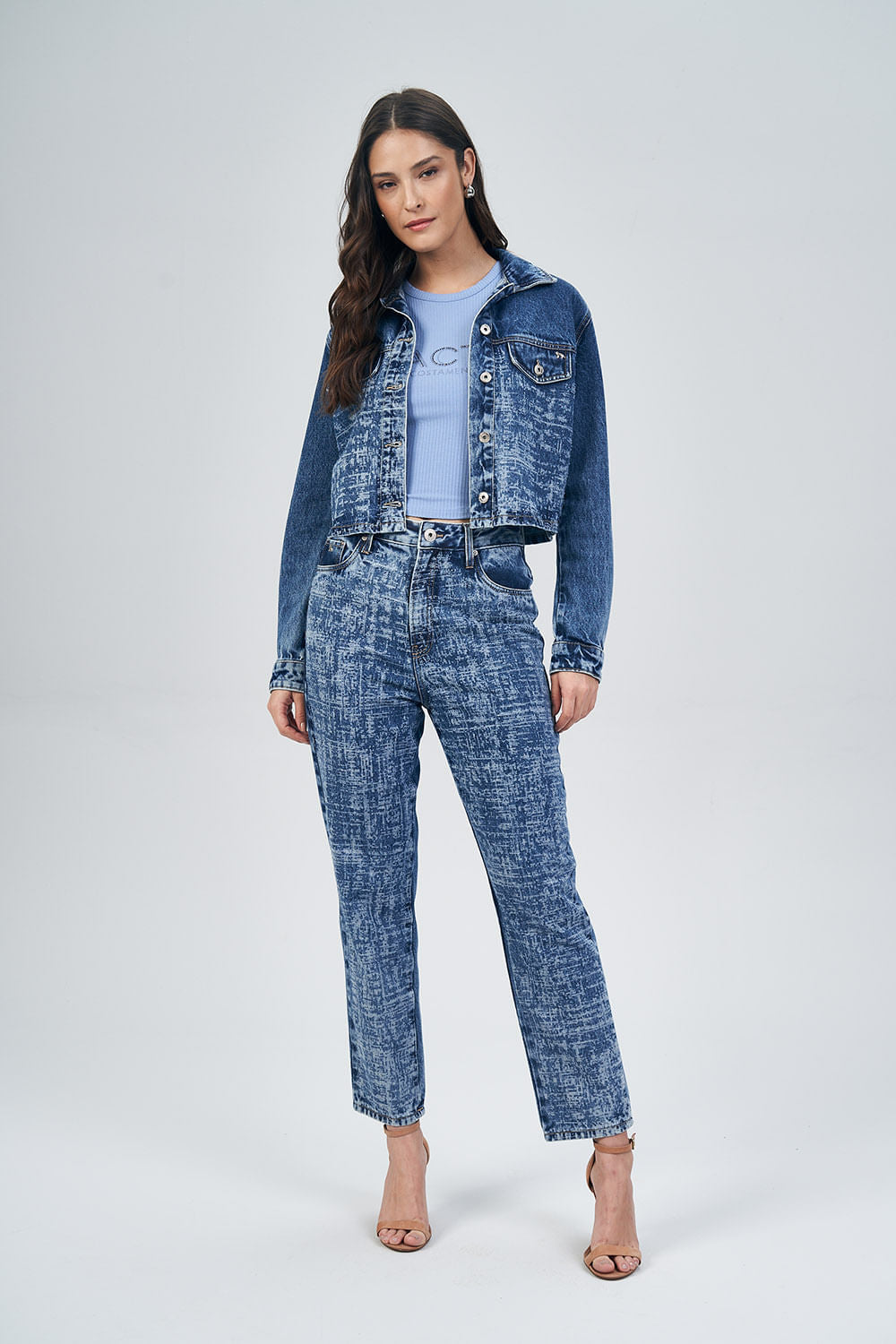Jaqueta Jeans Detailed Feminina Acostamento Jeans Claro