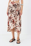 Saia Midi Transpassada Linho ACT Feminino Palm Breeze