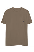 Camiseta Lobo Costas Masculina Oversize Acostamento Bege Caqui