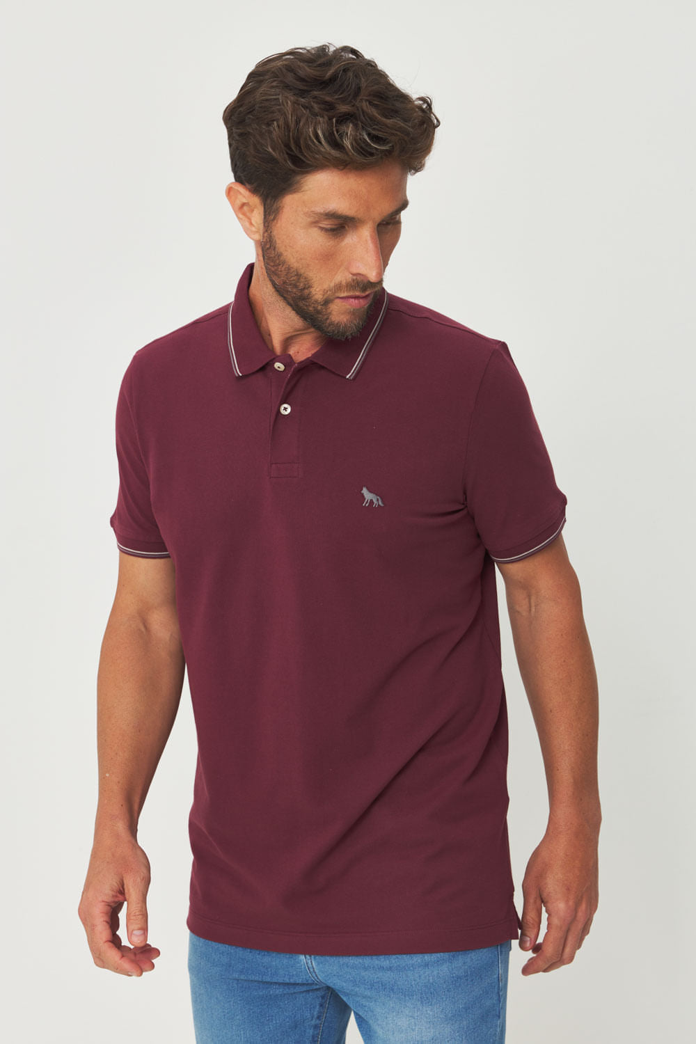 Polo Básica Detalhada Masculina Acostamento Barca
