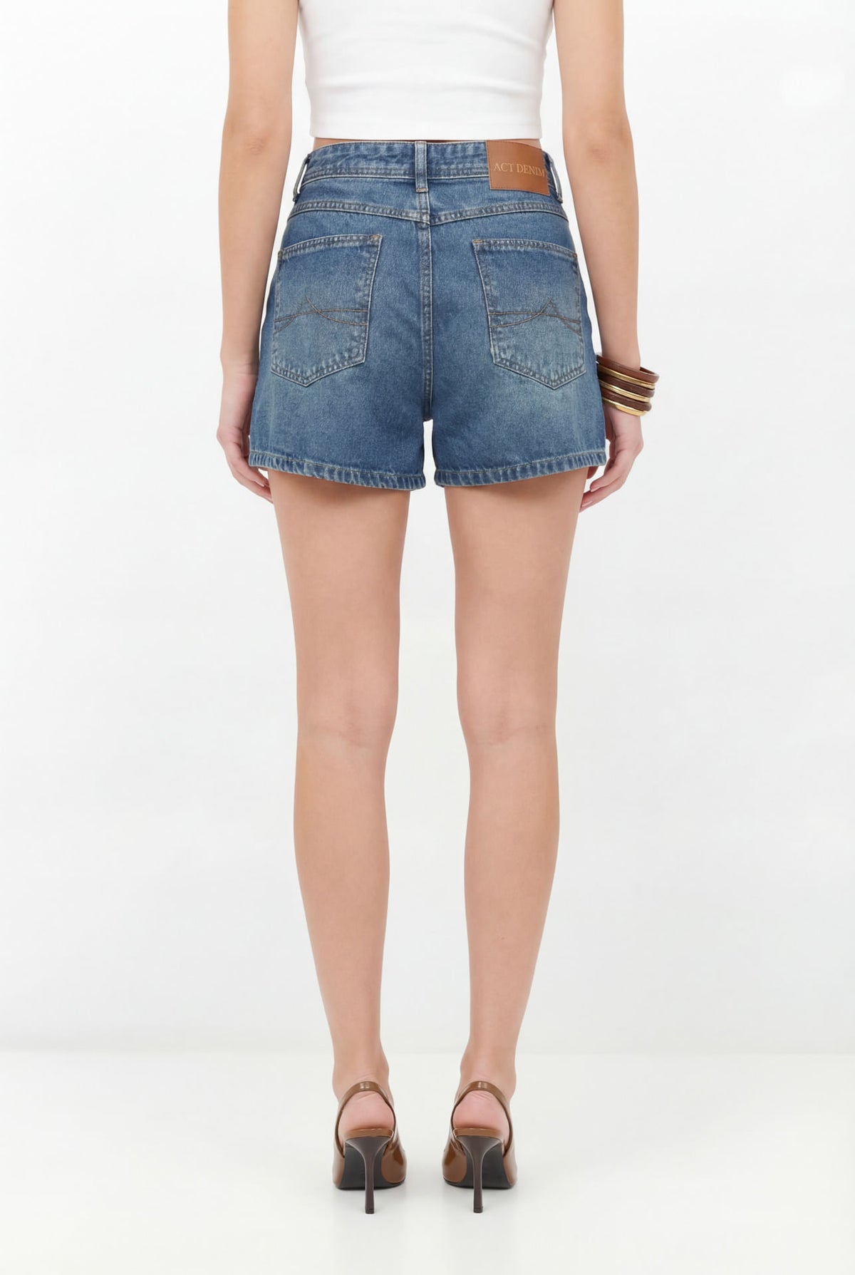 Shorts Jeans Mom Casual ACT Feminino Jeans Intermediario