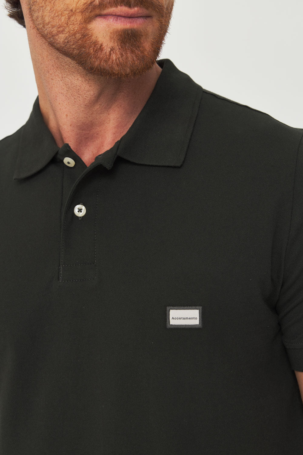 Polo Básica Tag Masculino Acostamento Verde Folhagem