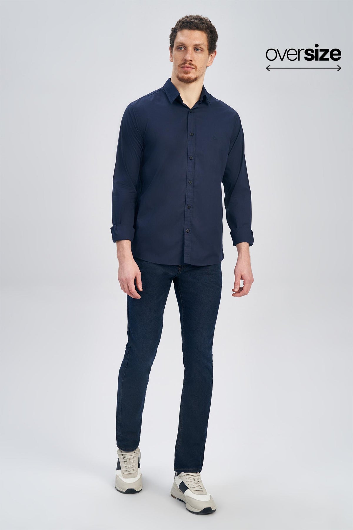 Camisa Básica Manga Longa Masculina Oversize Acostamento Branco