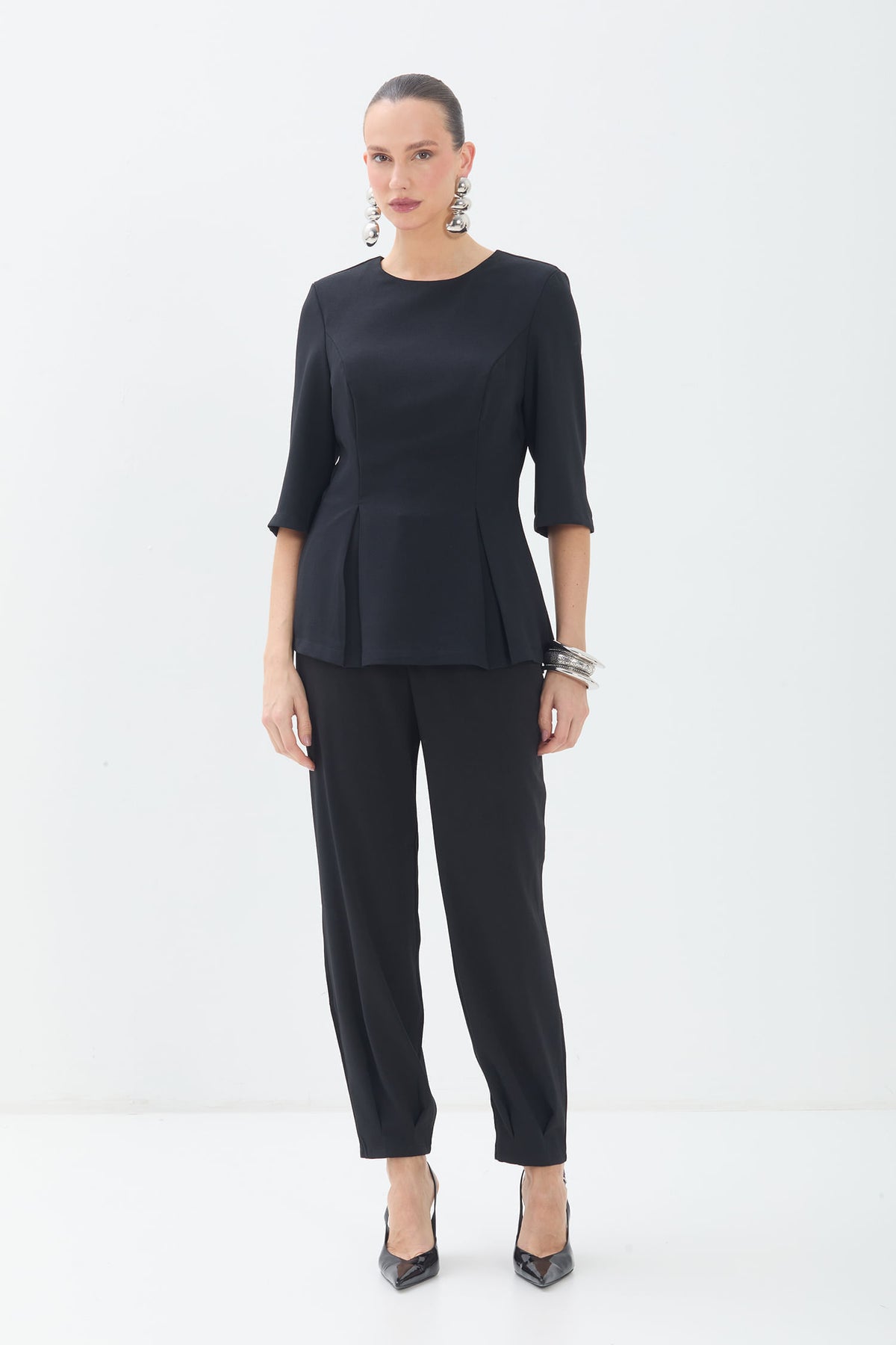 Blusa com Recortes e Pregas ACT Feminino Preto