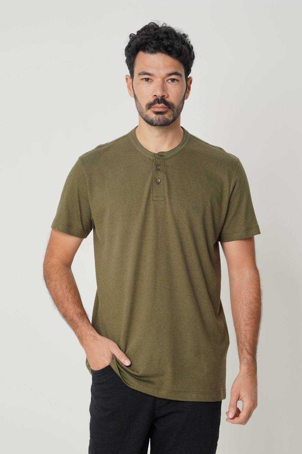 Camiseta Casual Linho Masculina Acostamento Bege
