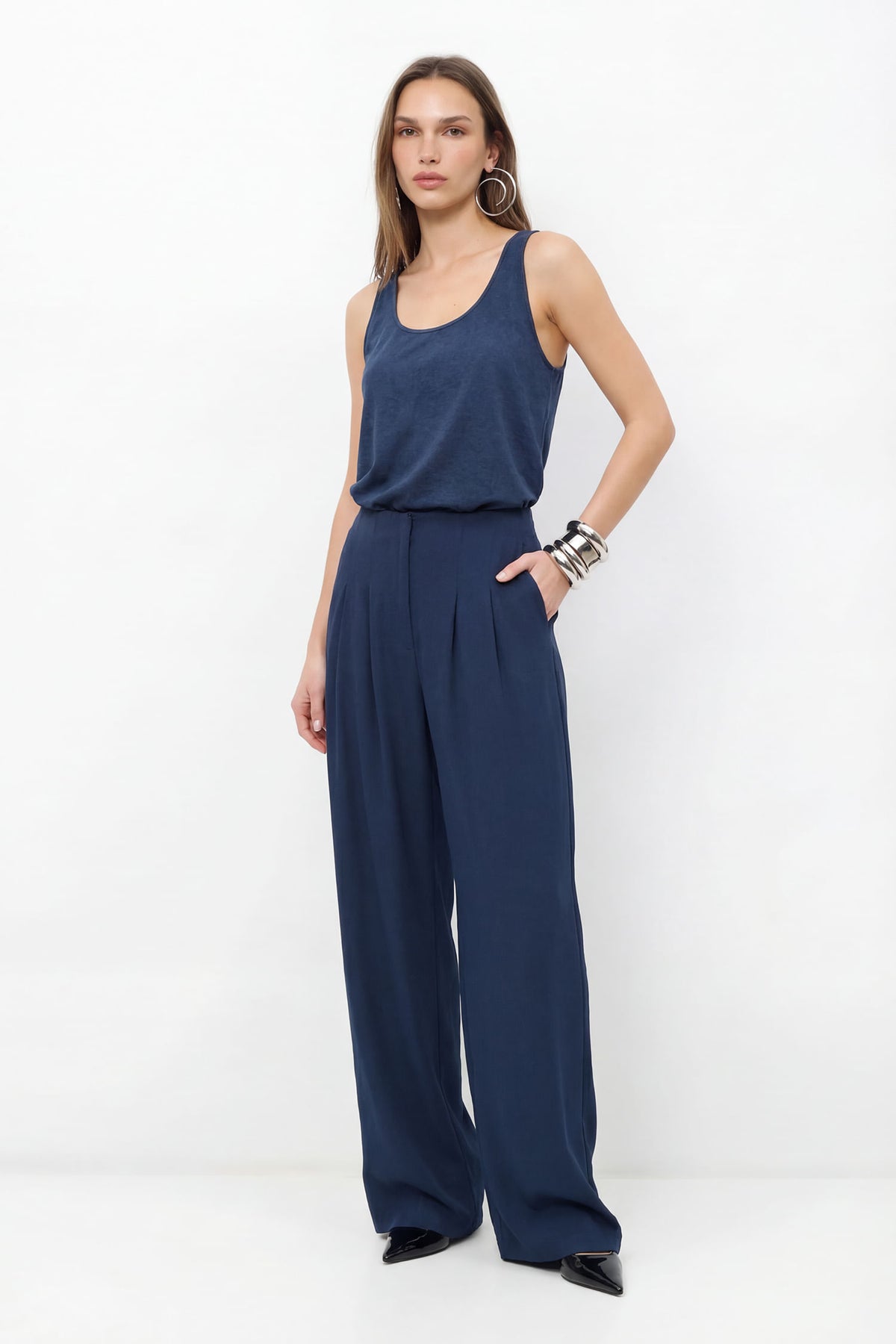 Calça Alfaiataria Modelagem Ampla ACT Feminina Royal Blue