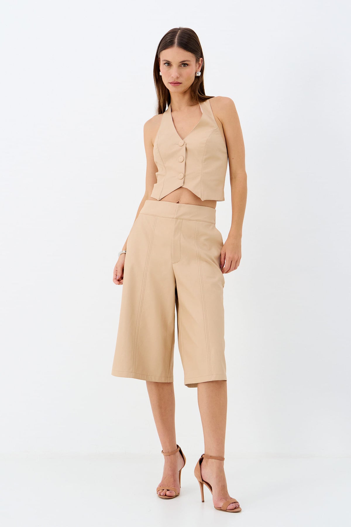 Colete PU Costas Aberta ACT Feminino Sand