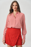 Camisa Long Feminina Acostamento Red Mosaic