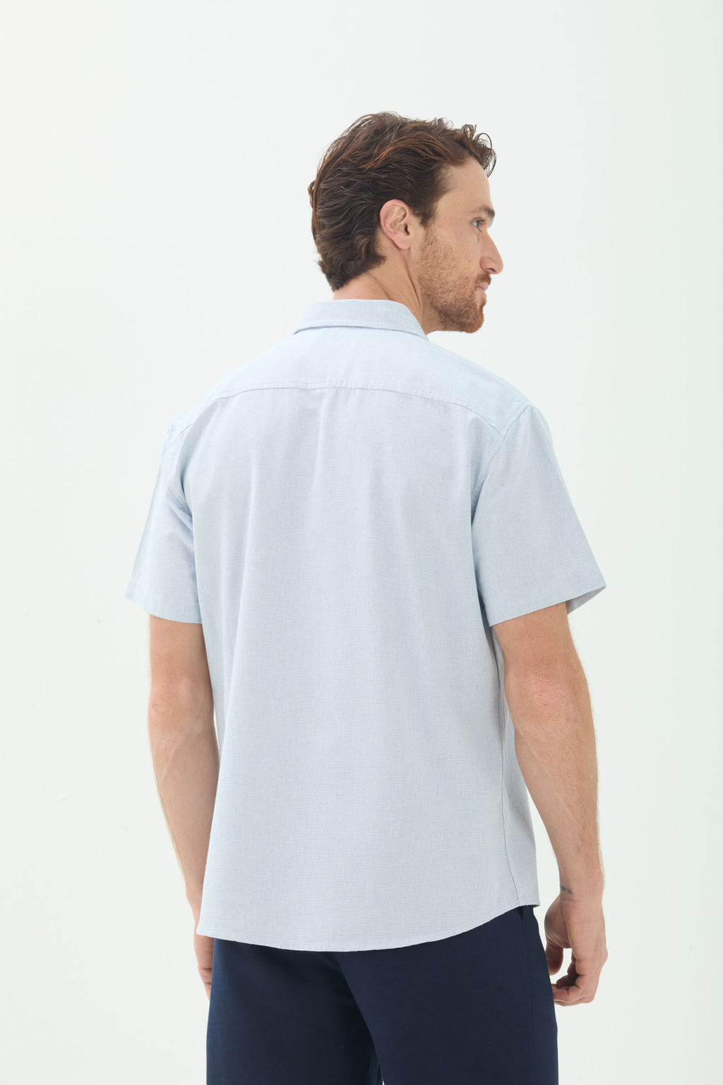 Camisa Manga Curta Masculina Acostamento Azul Claro