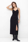 Vestido Midi Com Fenda Lateral ACT Feminino Preto