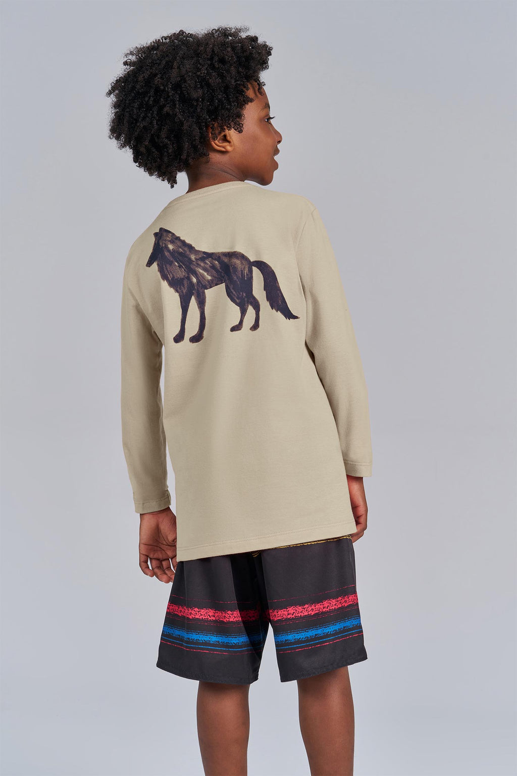 Camiseta Manga Longa Lobo Menino Acostamento Next Rosa Antigo