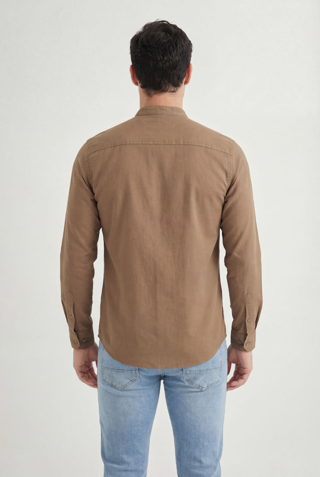 Camisa Gola Padre Manga Longa Masculina Acostamento Natural