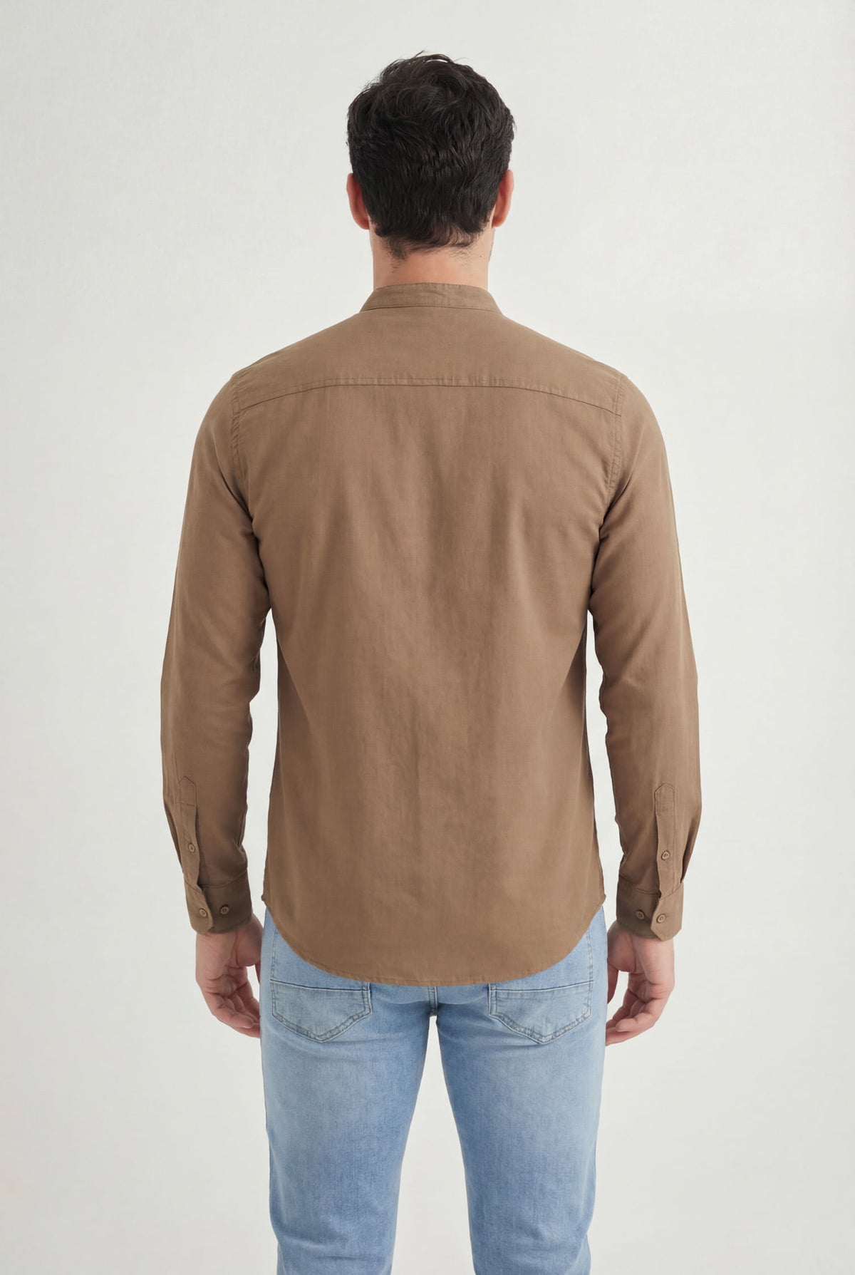 Camisa Gola Padre Manga Longa Masculina Acostamento Natural
