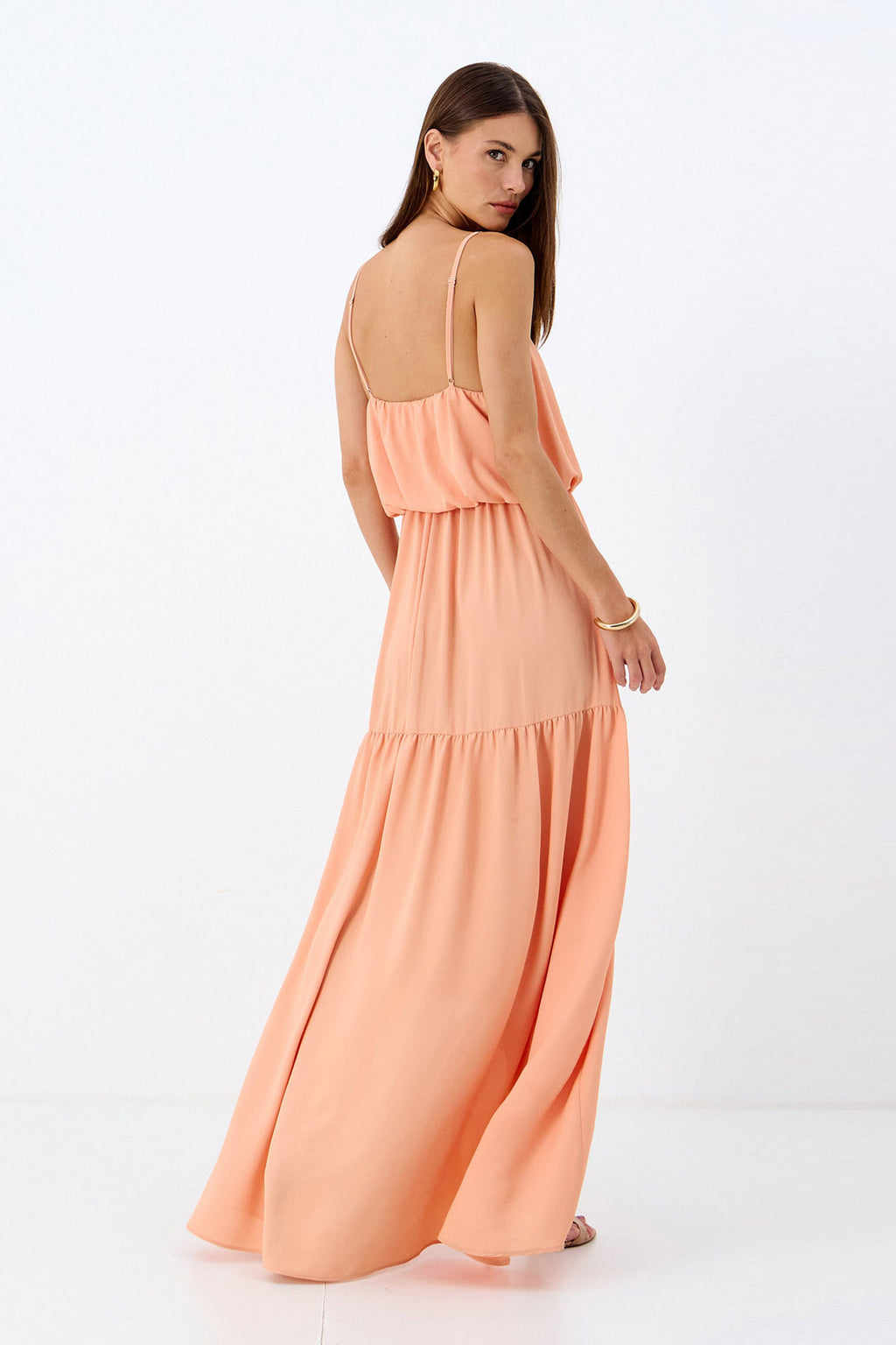 Vestido Longo Busto Balonê Franzido ACT Feminino Preto