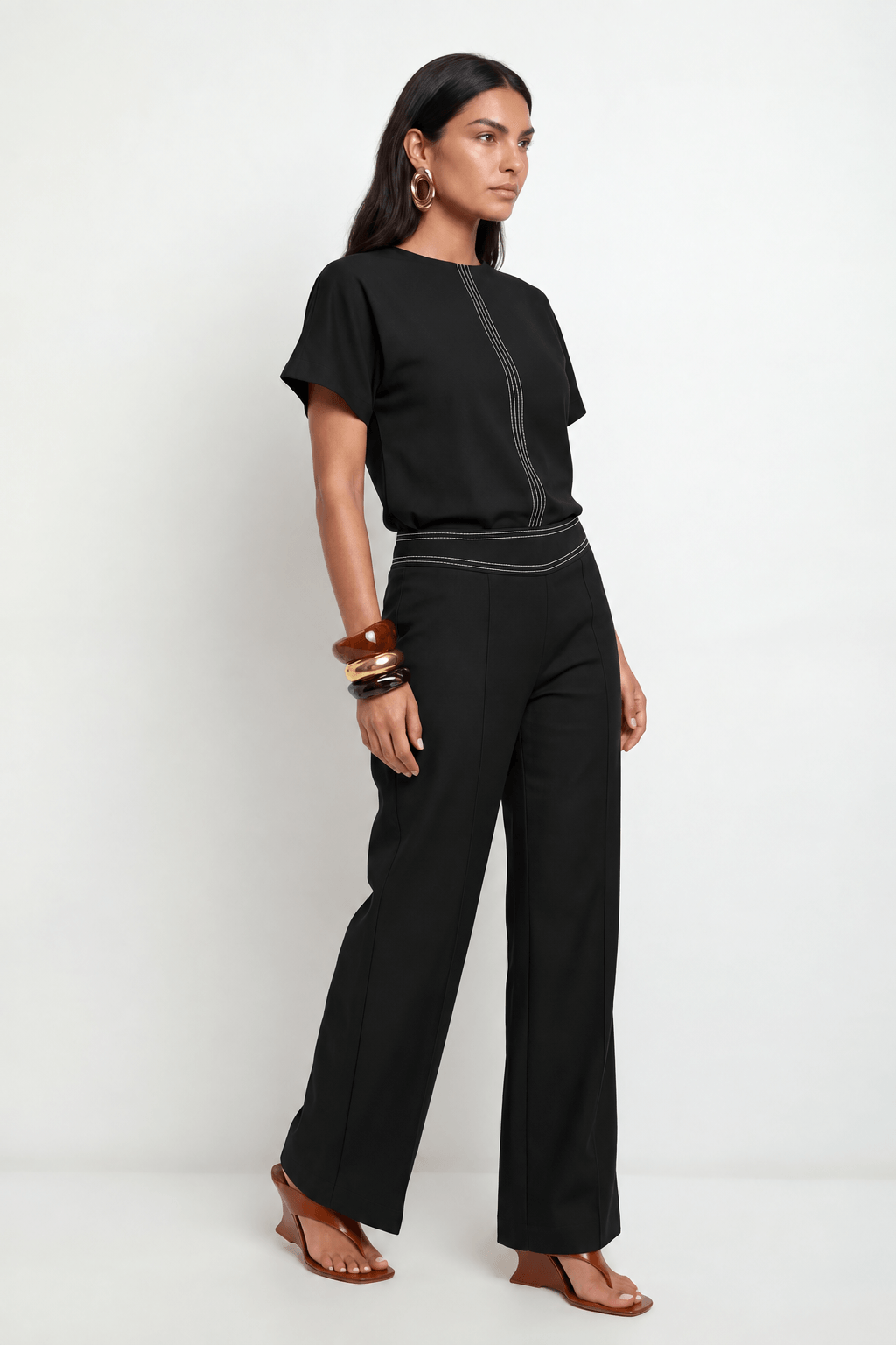 Blusa Sem Cava Com Bordado ACT Feminina Preto