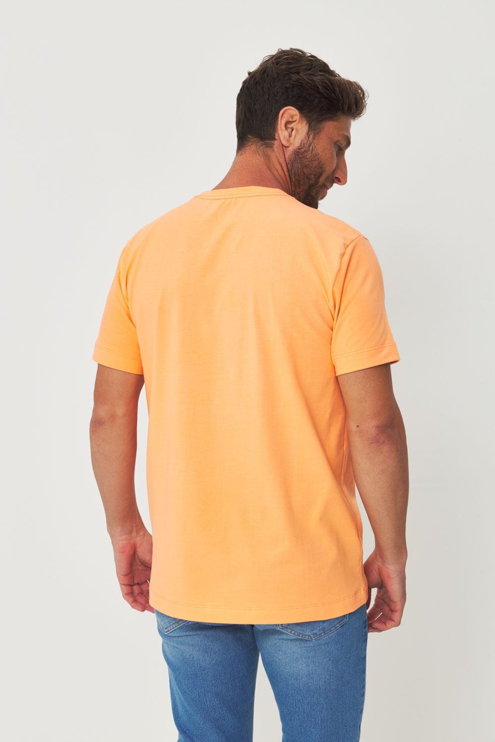 Camiseta Mini Lettering Masculina Acostamento Sweet Orange