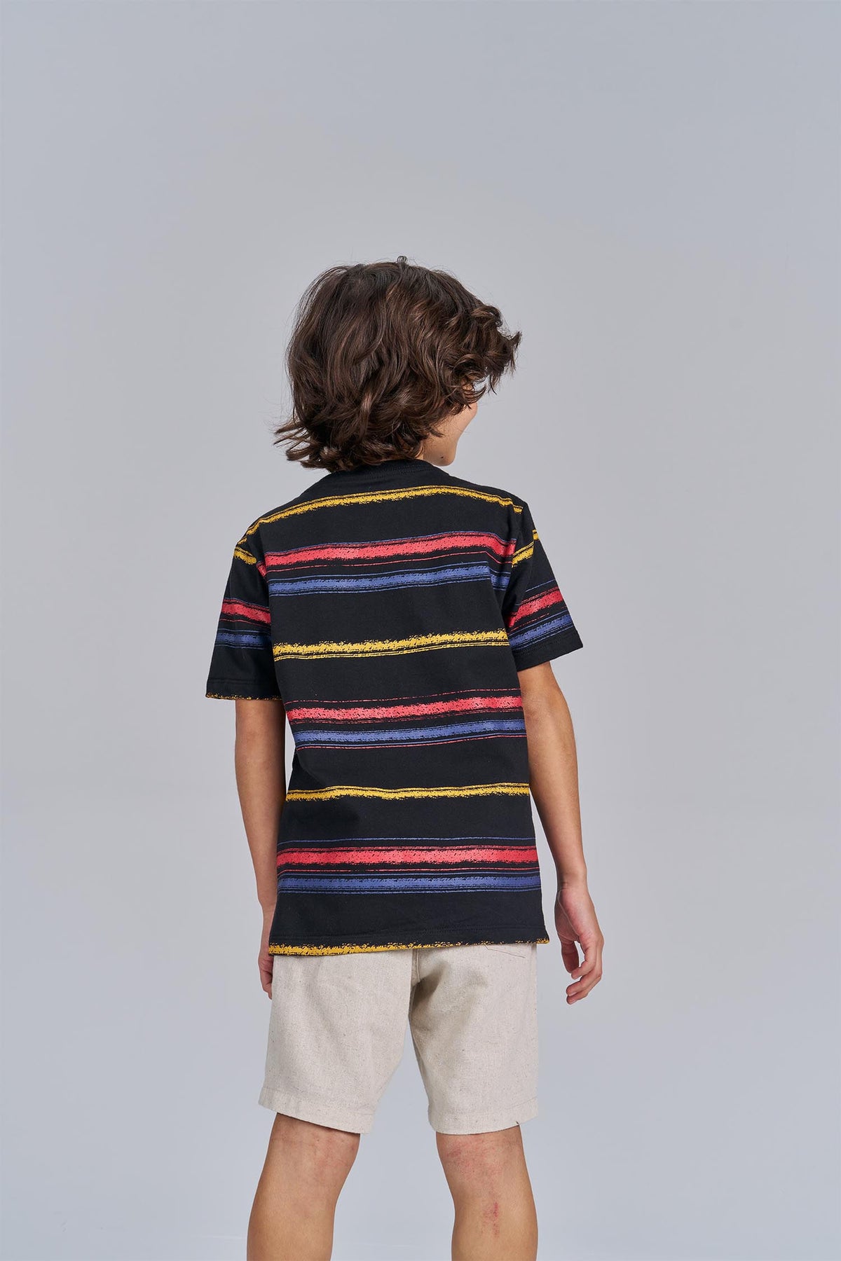 Camiseta Listrada Brush Menino Acostamento Next Listrado Preto