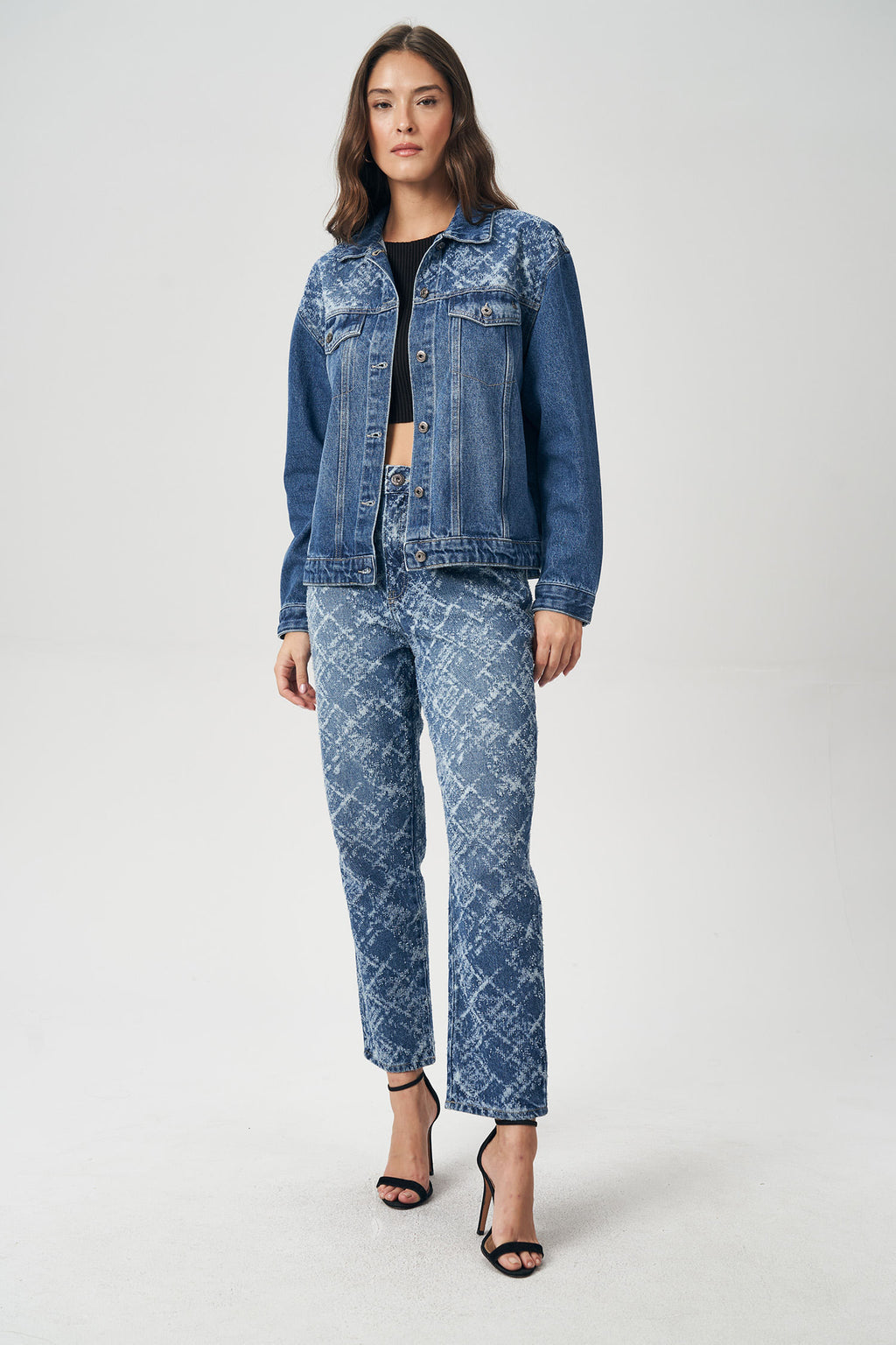 Jaqueta Jeans Regular Feminina Acostamento Jeans Intermediario