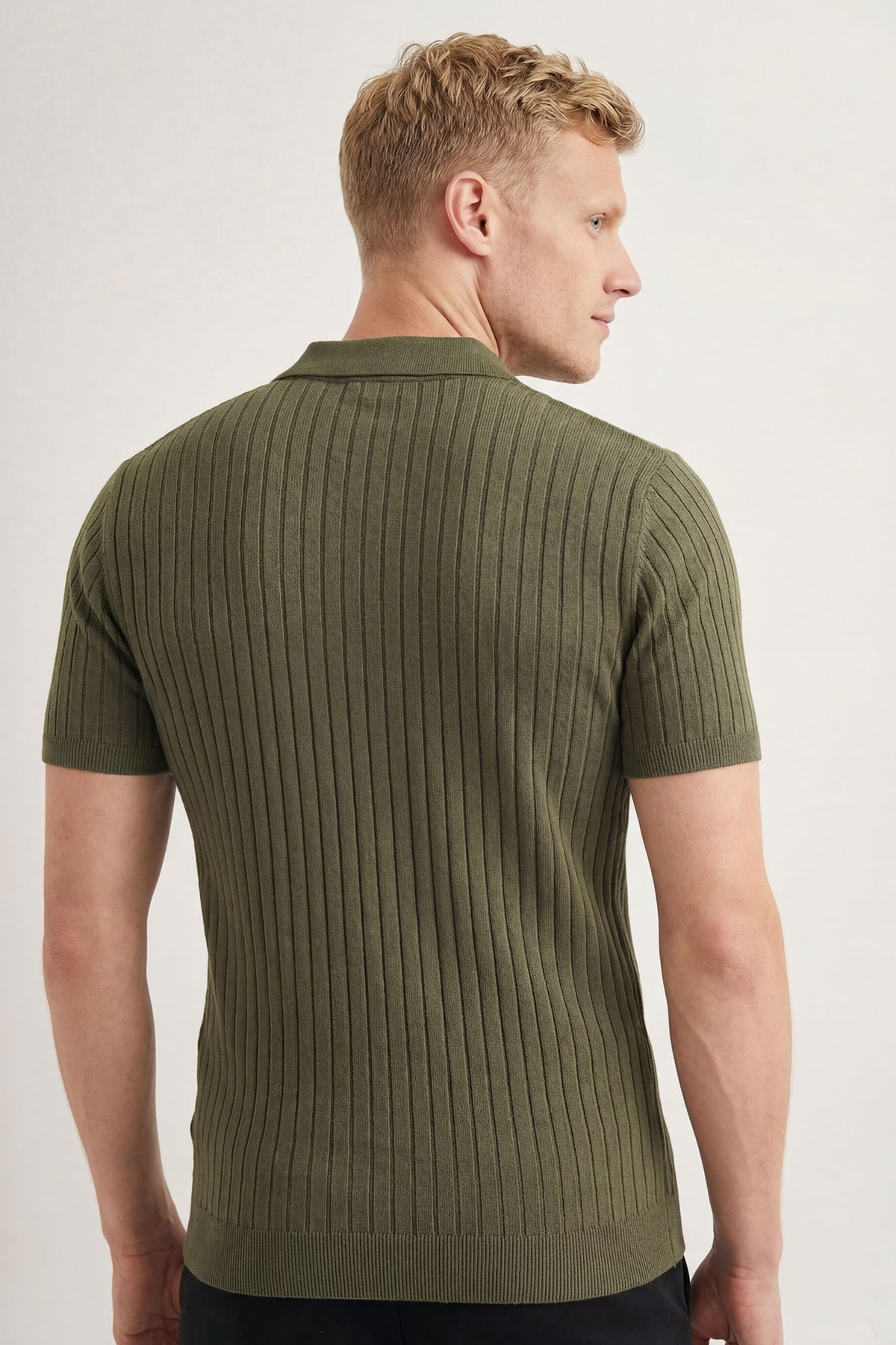 Polo Tricot Texturizado Masculina Acostamento Verde