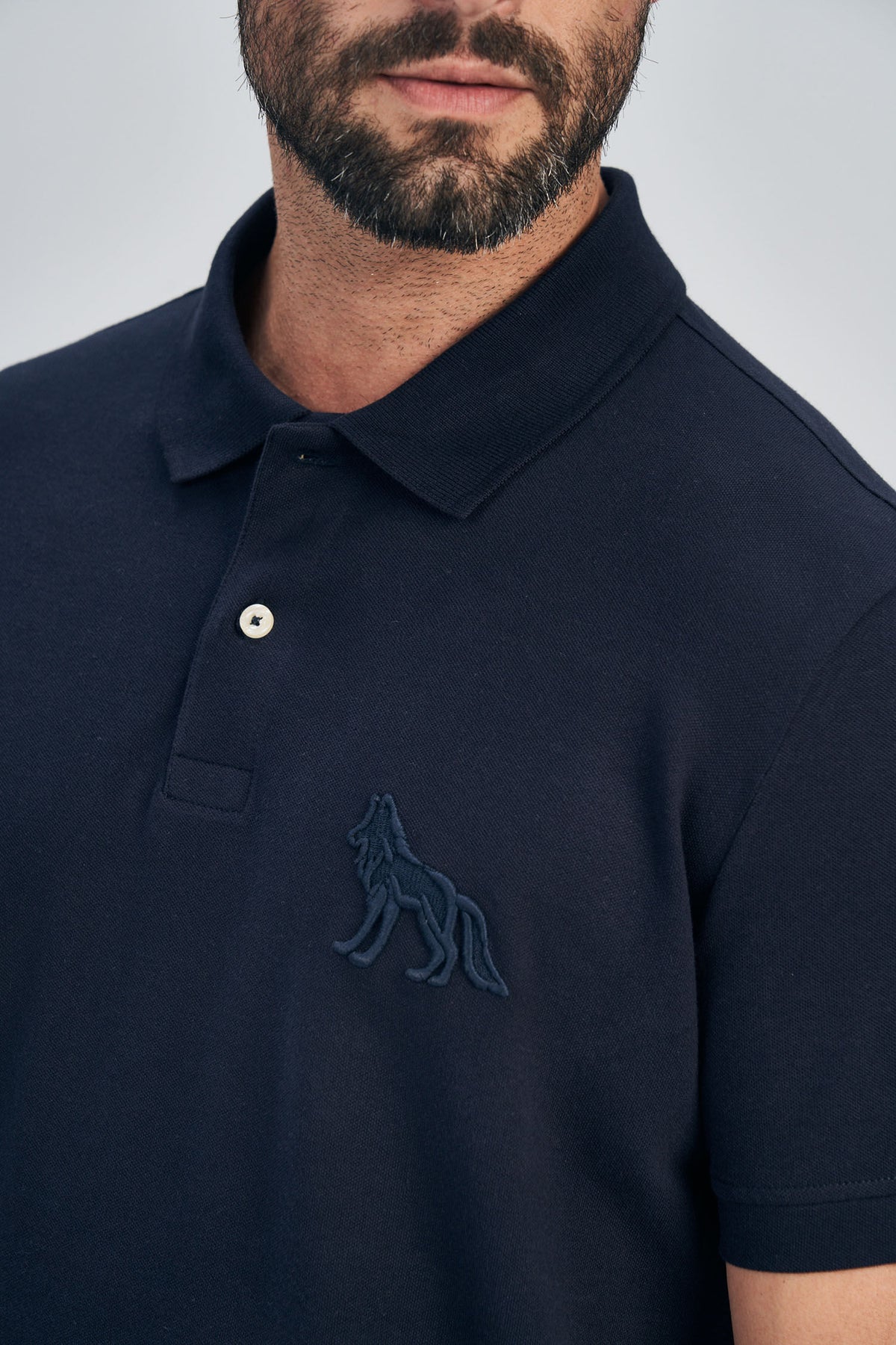 Polo Wolf Max Masculina Acostamento Marinho