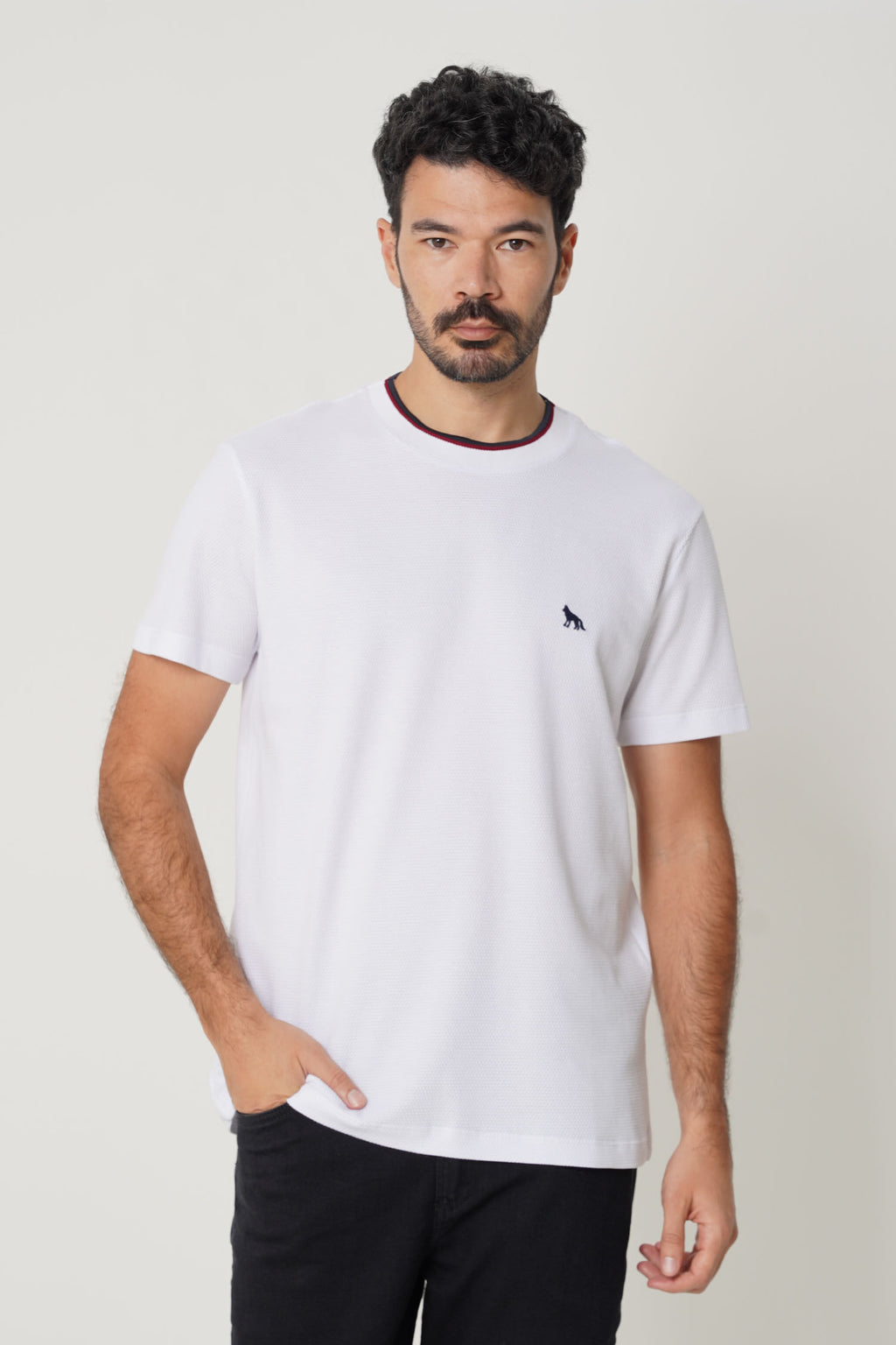 Camiseta Casual Com Bordado Masculina Acostamento Branco