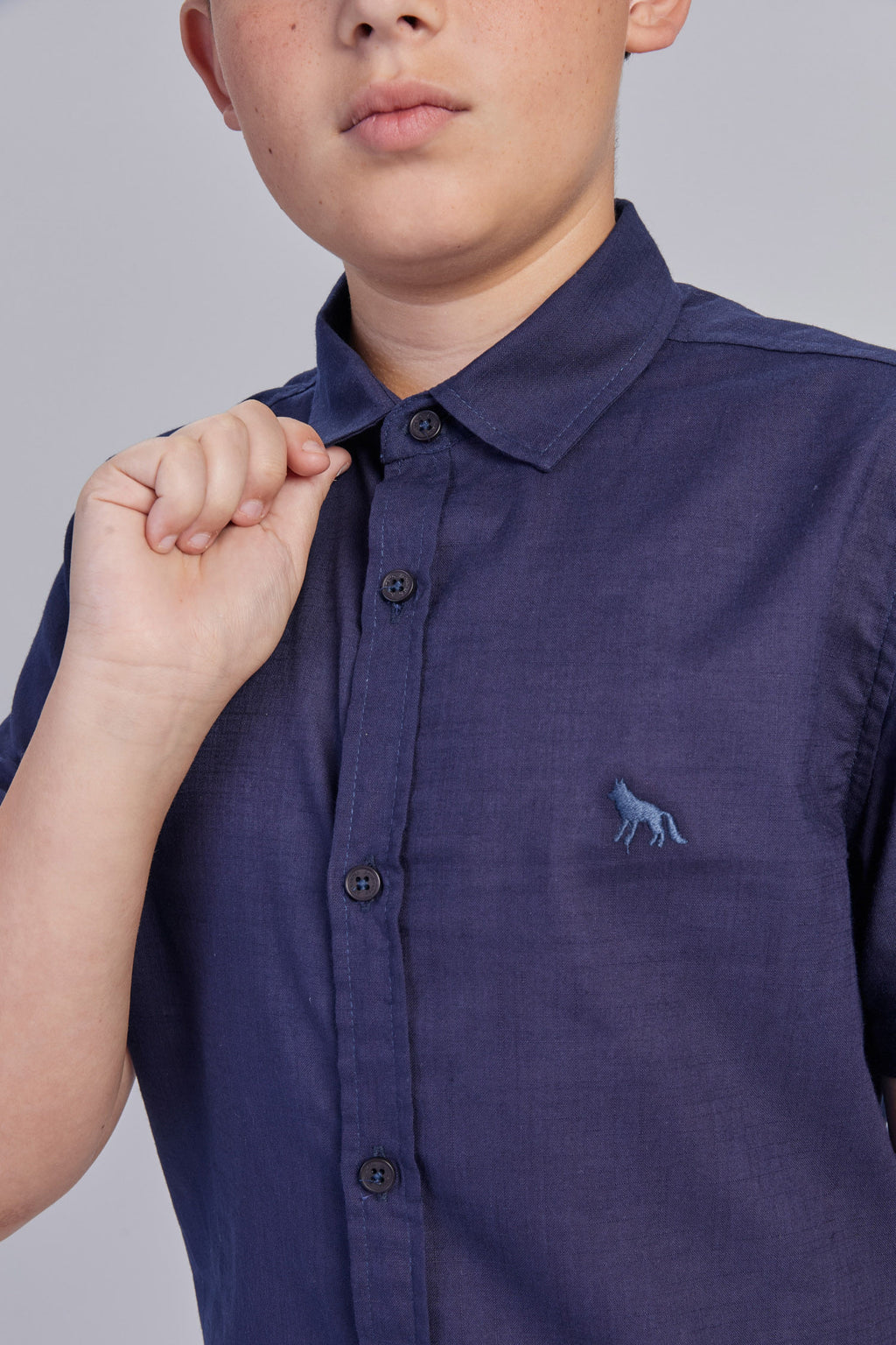 Camisa Casual Basic Young Menino Acostamento Marinho