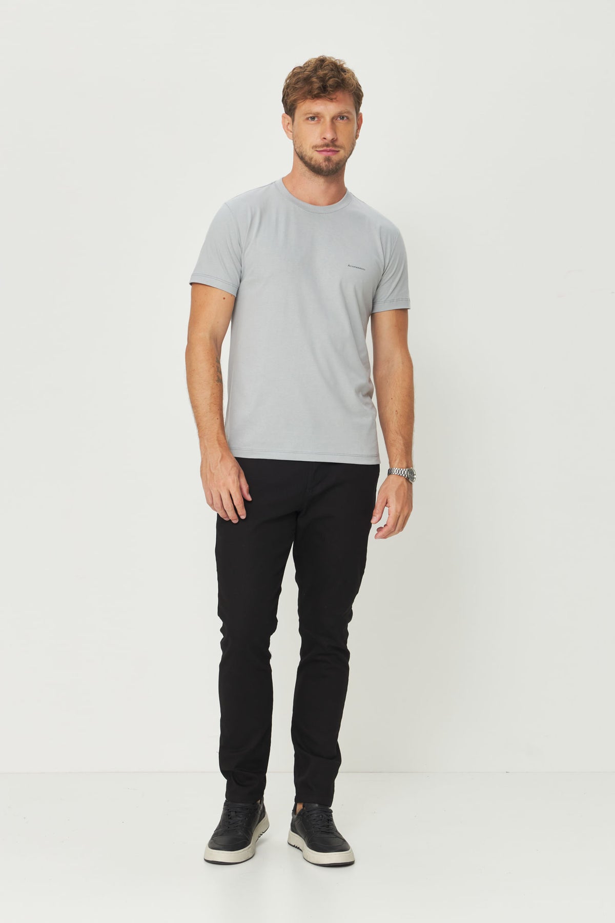 Camiseta Estampa Costas Masculina Acostamento Azul Neblina