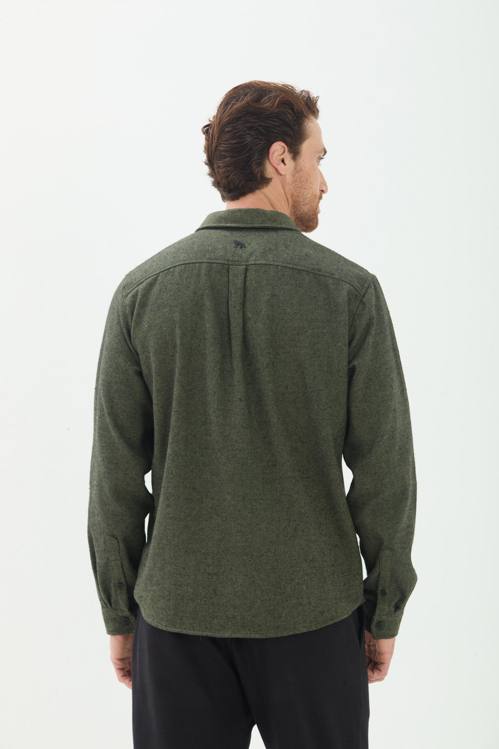 Camisa Manga Longa Casual Masculina Acostamento Verde Militar
