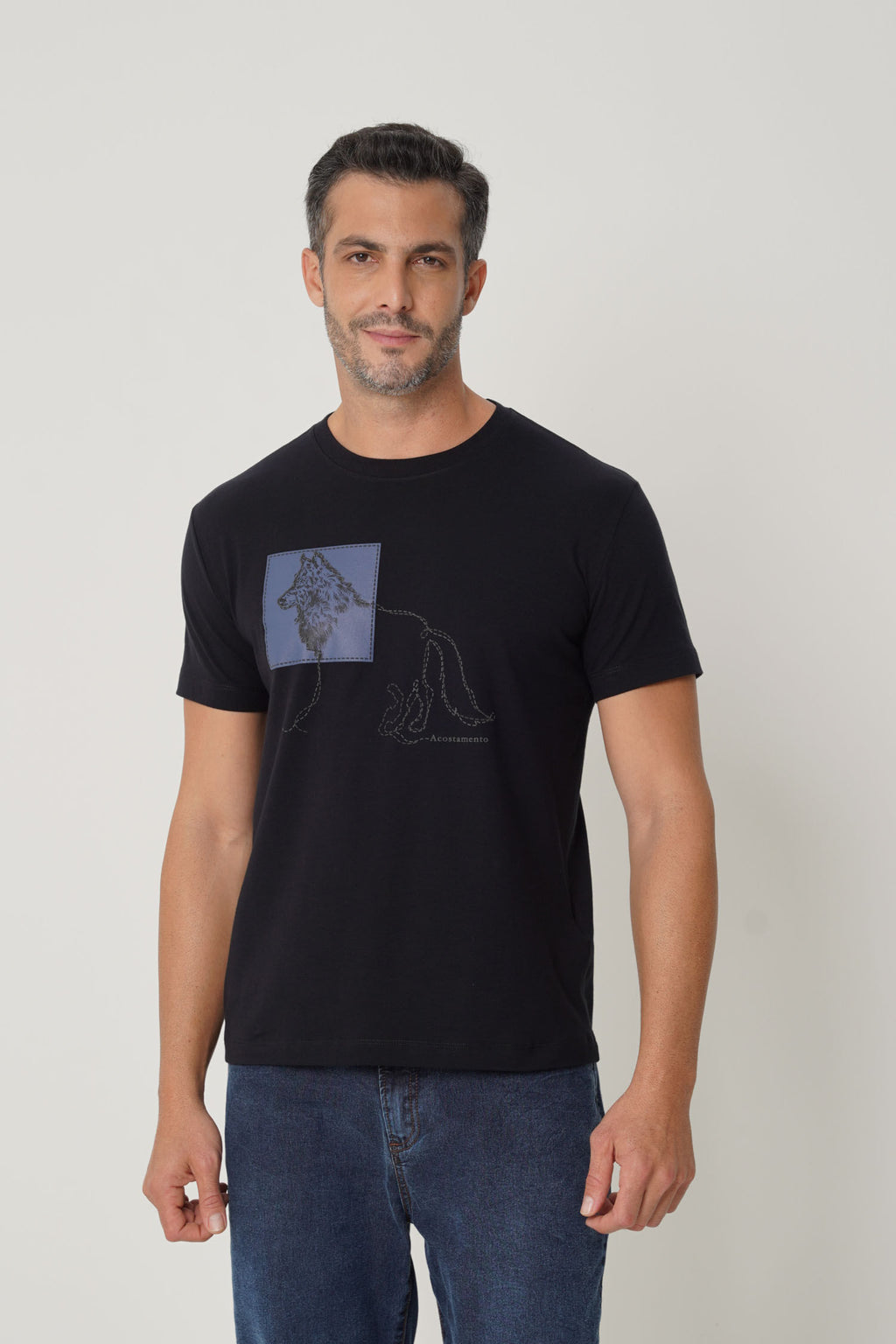 Camiseta Básica Lettering Touch Masculino Acostamento Preto