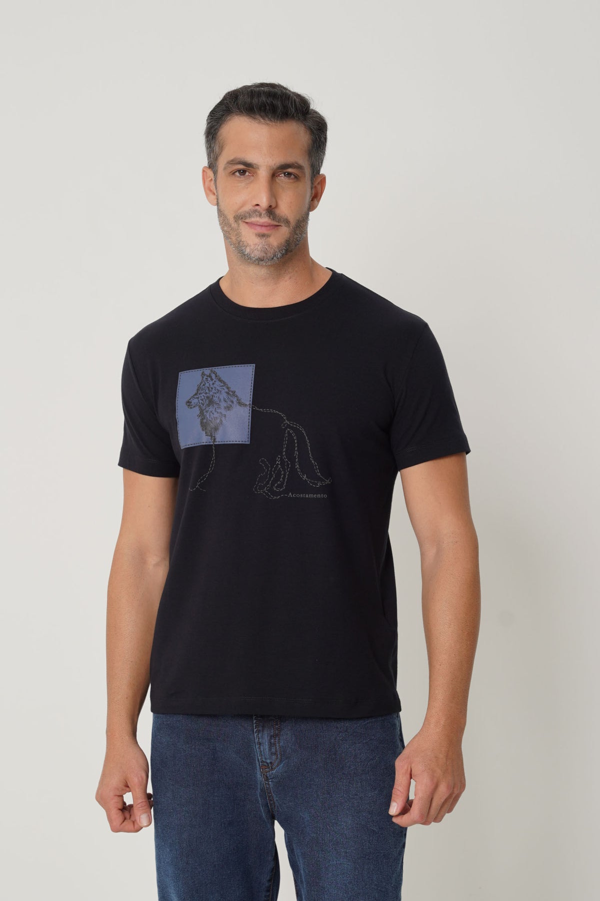 Camiseta Básica Lettering Touch Masculino Acostamento Preto