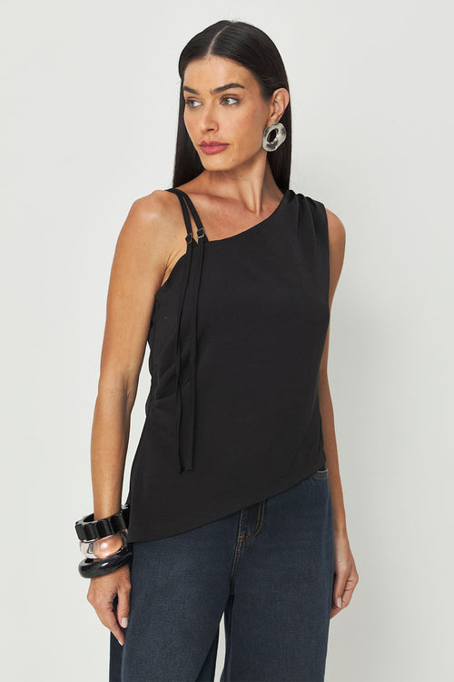 Blusa Com Detalhe Ajustável ACT Feminina Preto