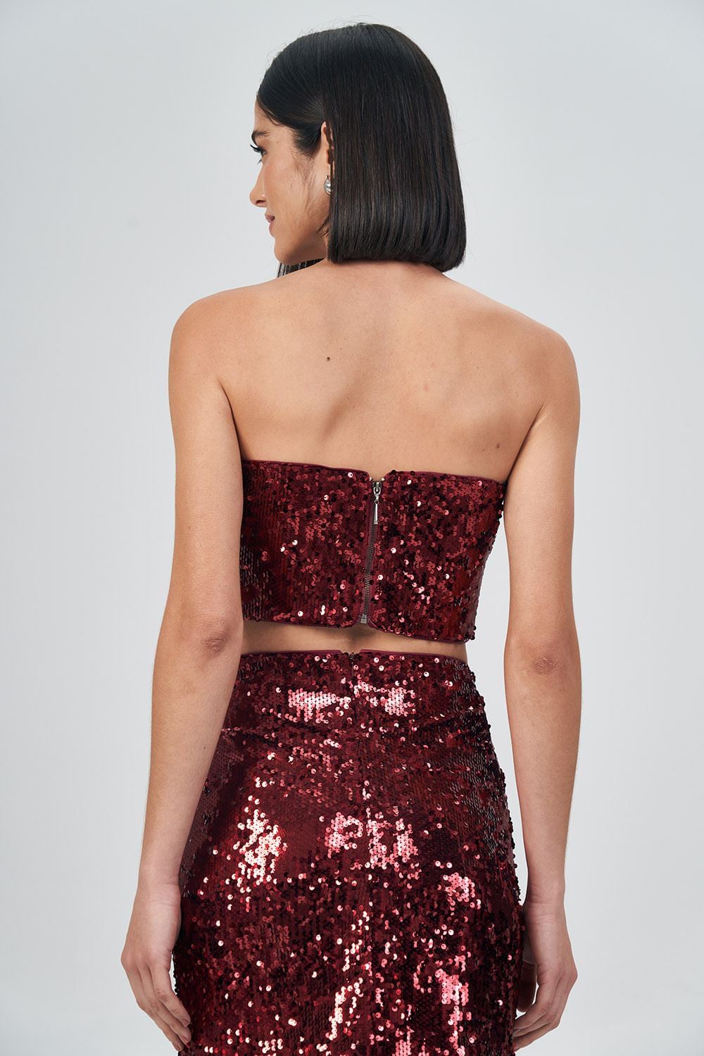 Top Black Paetê Feminino Acostamento Berry