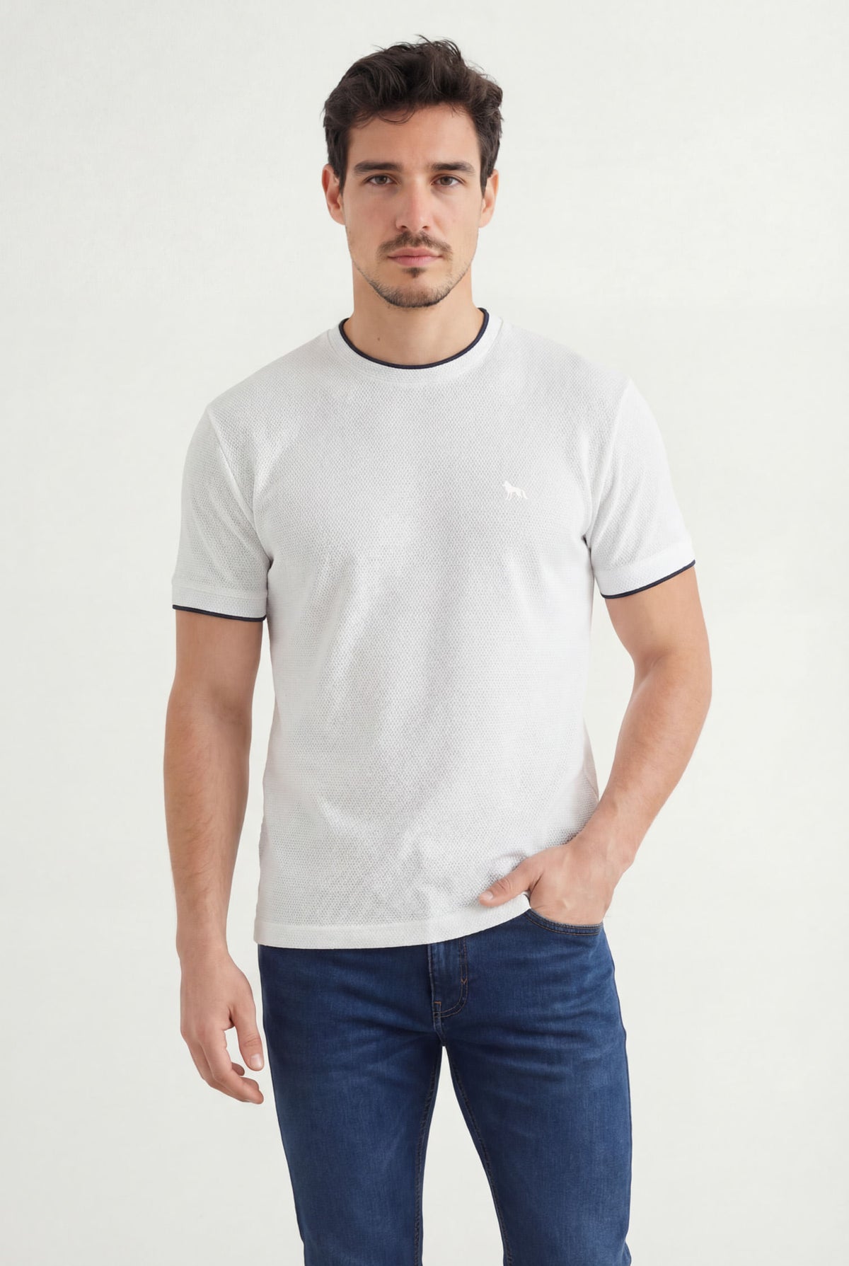 Camiseta Texturizada Masculina Acostamento Branco
