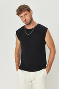 Regata Gola Redonda Masculina Acostamento Preto