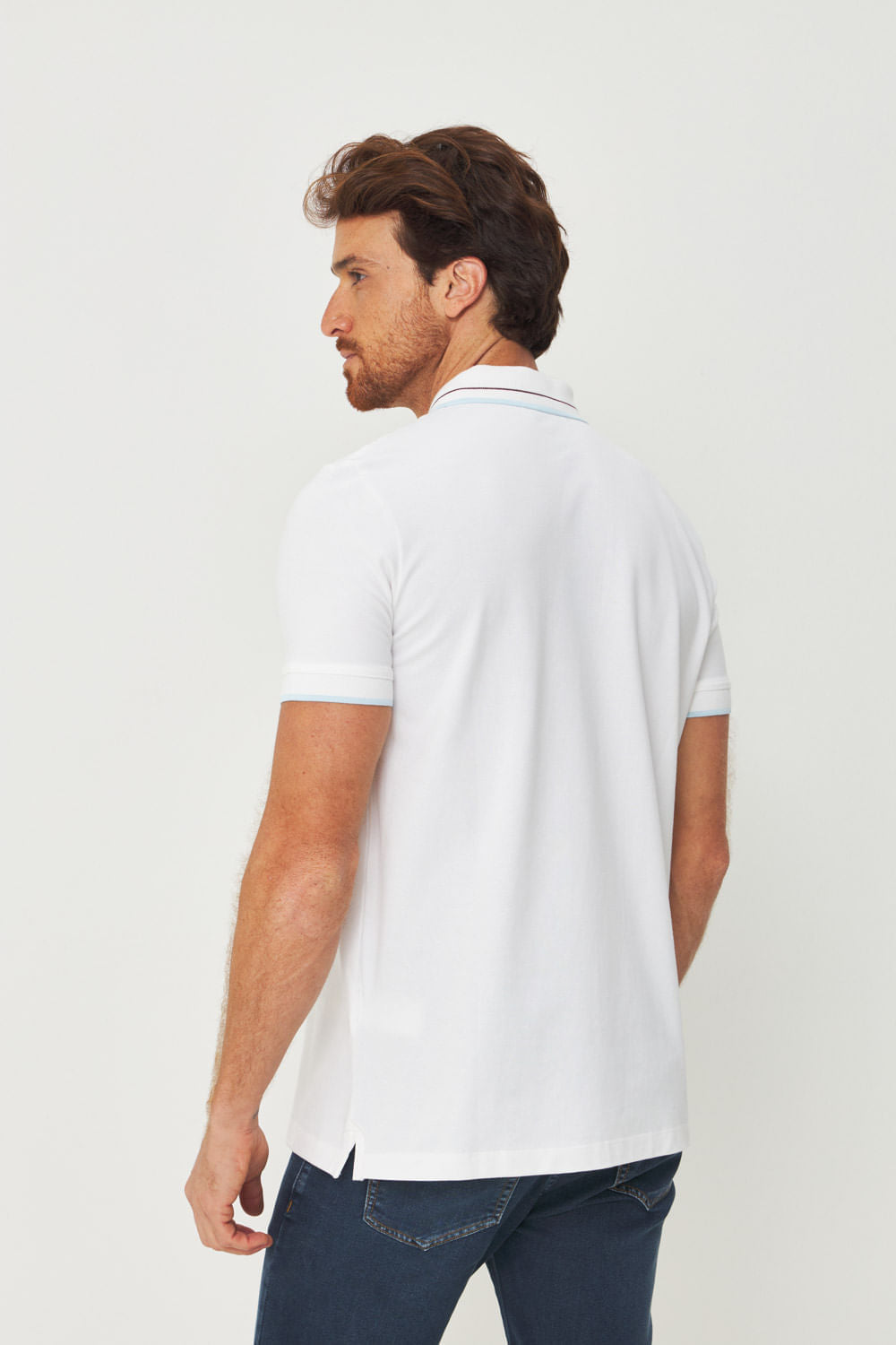 Polo Detalhe Gola Masculina Acostamento Off White
