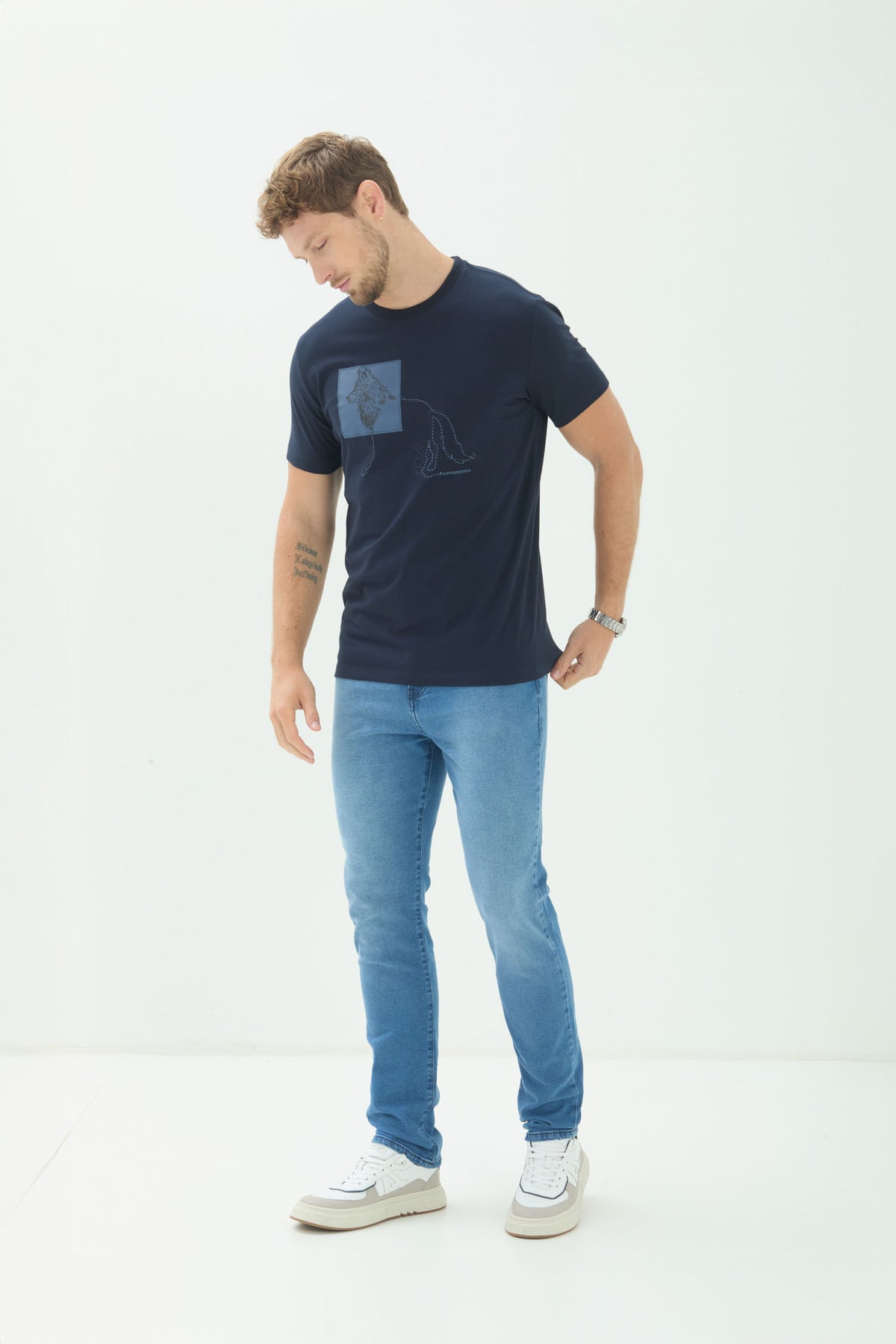 Calça Jeans Skinny Masculina Acostamento Jeans Claro